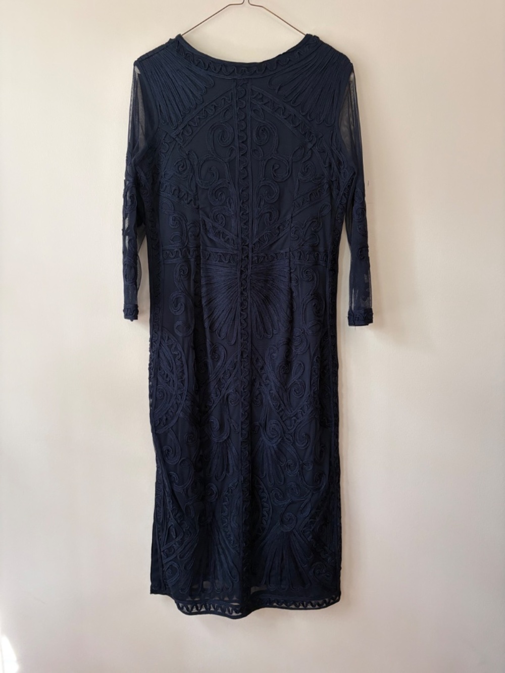 Navy Soutache Embroidered Midi Dress